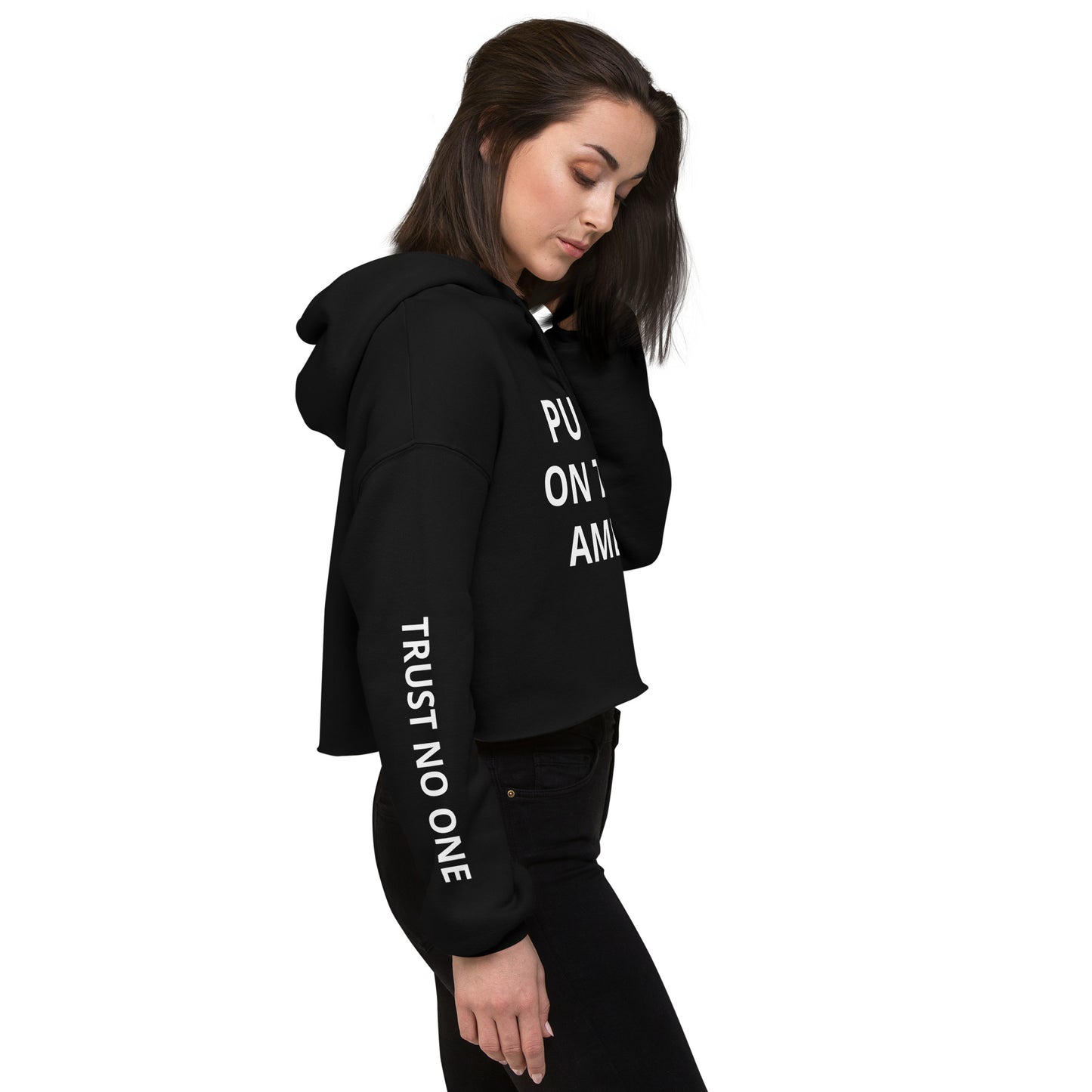 PUT IT ON THE AMEX CROP HOODIE