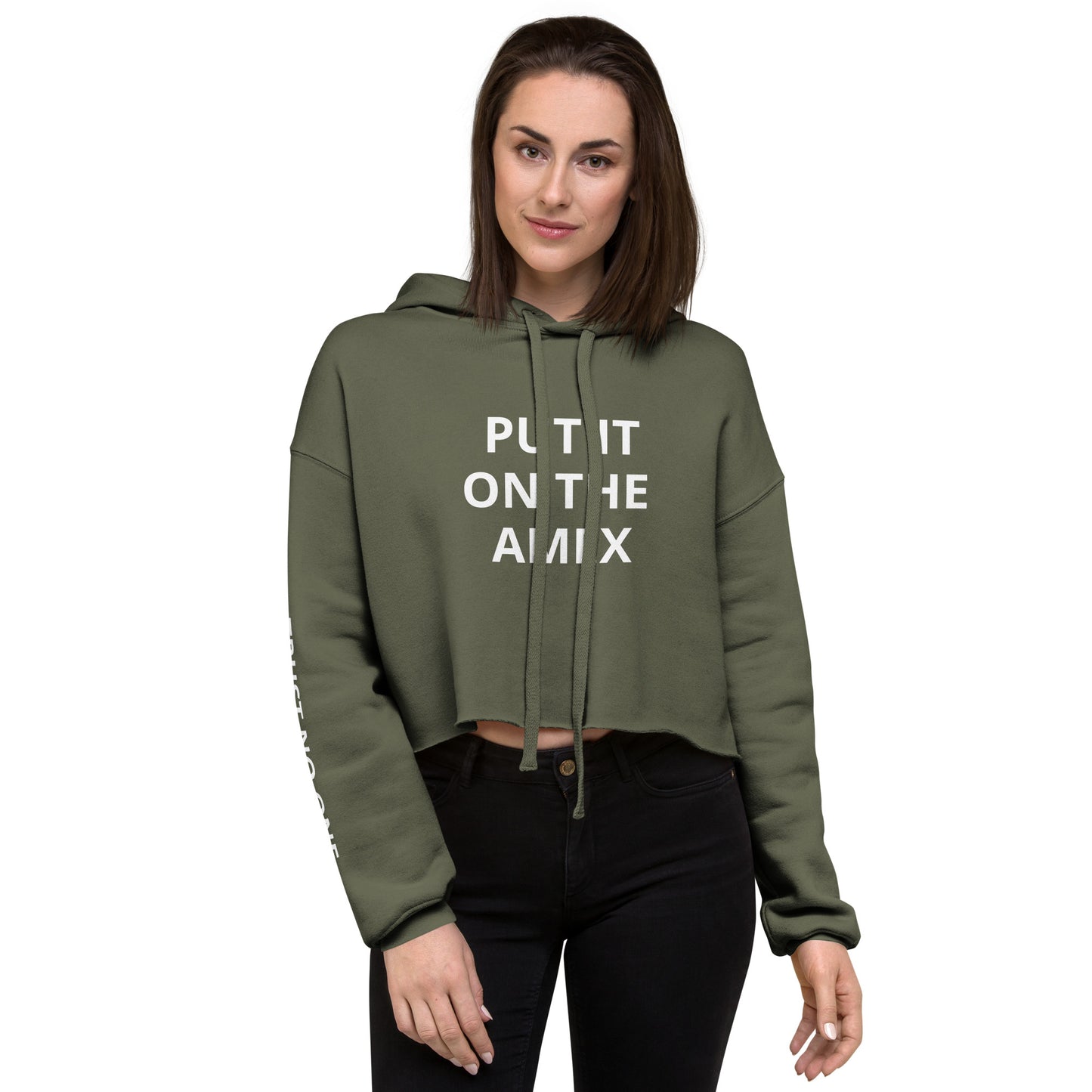 PUT IT ON THE AMEX CROP HOODIE