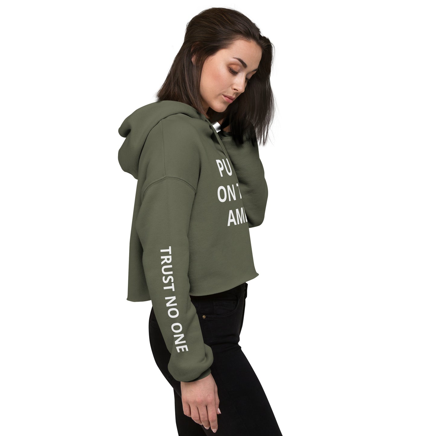 PUT IT ON THE AMEX CROP HOODIE