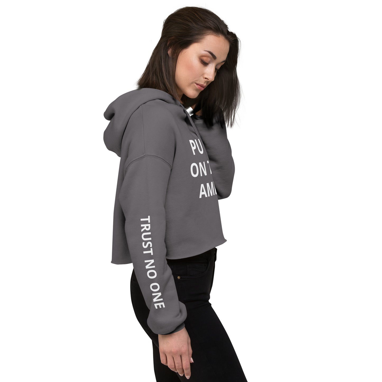 PUT IT ON THE AMEX CROP HOODIE